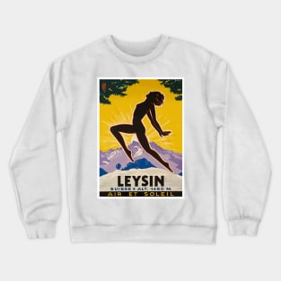 Air and Sun in Leysin, Switzerland - Vintage Travel Poster Design Crewneck Sweatshirt